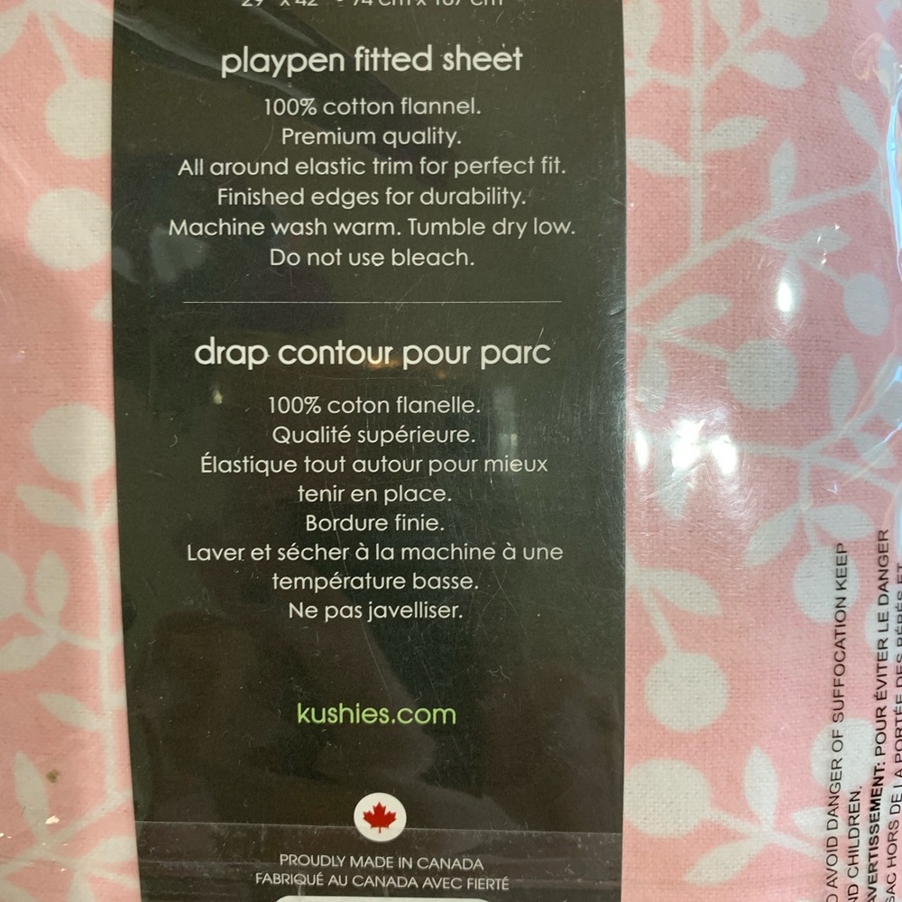 NWT Kushies flannel fitted crib or playpen sheet